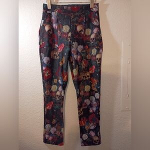 BLACKMILK Floral Skull Print Pants Size Medium